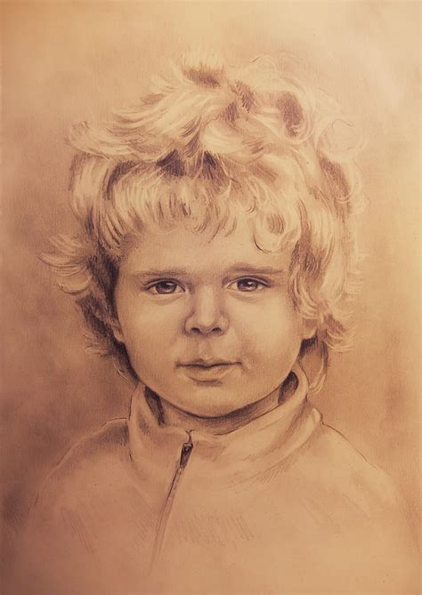 Child Portrait Beautiful Detailed Drawing Of Little Boy Drawing By