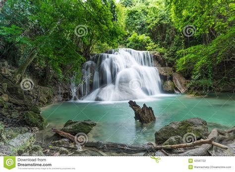 Attractive Waterfall In Rainforest Stock Photo Image Of Fluid