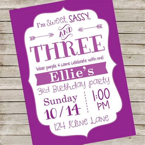 Purple Any Color Invitation Piy File ~ Sweet And Sassy Birthday Party