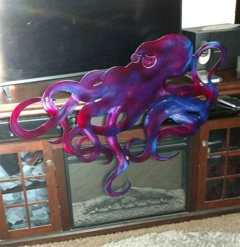 Outdoor beach metal wall art. Metal wall art octopus large aluminum unique Outdoor yard ...