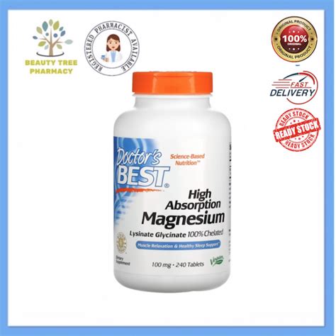 Doctors Best High Absorption Magnesium 100 Mg 240 Tablets Lazada
