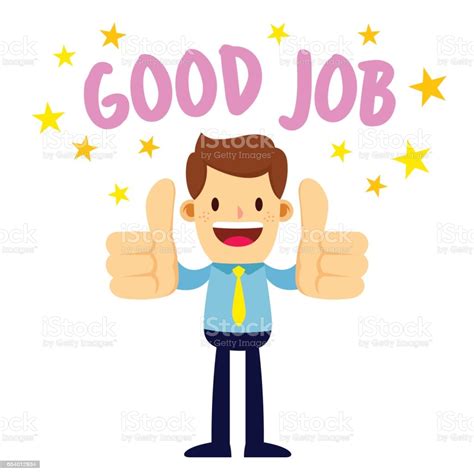 Businessman With Two Thumbs Up Saying Good Job Stock