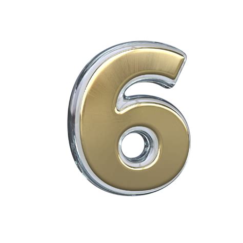 Number 6 3d Rendering With Gold And Glass Materials 21114640 Png
