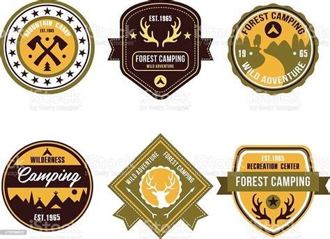 vintage outdoor camp badges and logo emblems stock illustration download image now istock