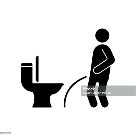 Man Miss Toilet Black Silhouette Icon Men Pissing Glyph Pictogram