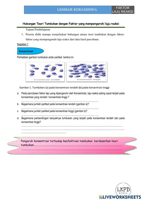 Laju Reaksi Faktor Worksheet