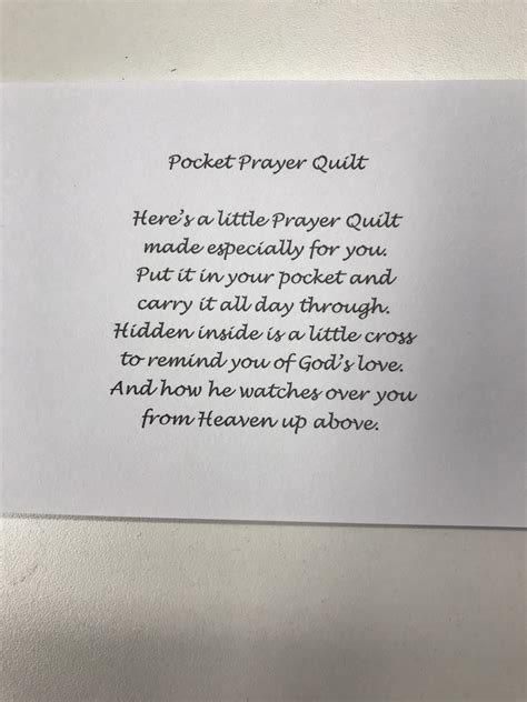 Pocket Prayer Quilt Poem Printable Customize And Print