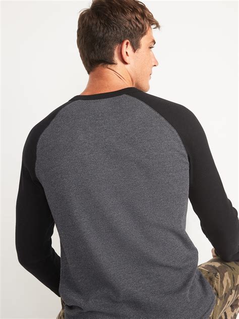 Color Blocked Thermal Knit Raglan Sleeve T Shirt For Men Old Navy