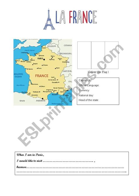 La France Esl Worksheet By Dora3010