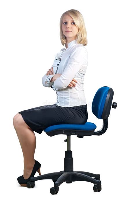 Businesswoman Sitting In Office Chair Stock Photo Image Of Blonde
