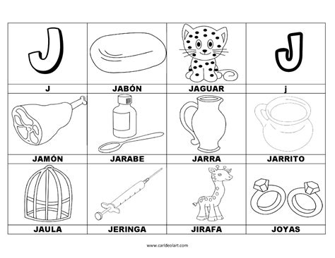 Dibujos Para Colorear Palabras Con J