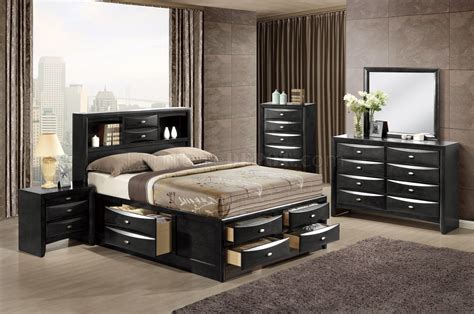 Linda Bedroom 5pc Set In Black By Global Wstorage Bed And Options