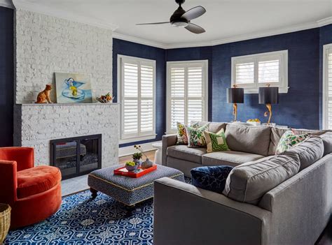 Navy Blue Living Room Lamps New York Beadboard Ceiling Blue Gold