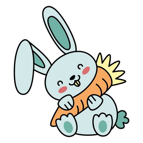 Cute Happy Rabbit Carrot Flat Transparent Png And Svg Vector File