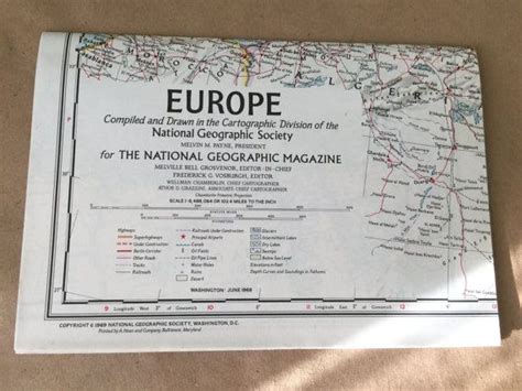 1969 National Geographic Map Of Europe Etsy National Geographic