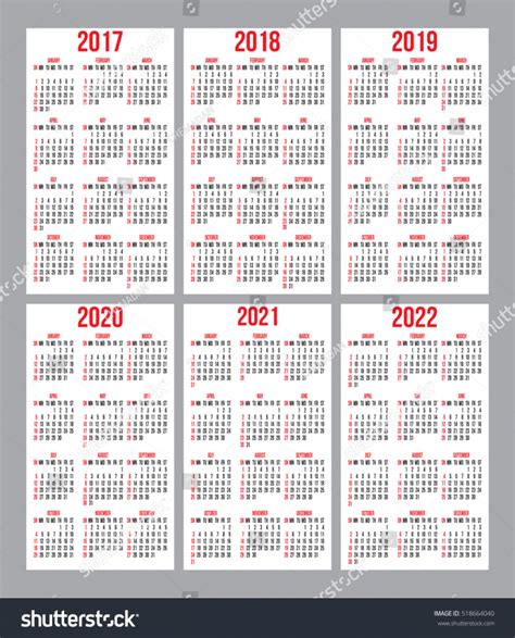 Calenderv 10 Years Calendar Template 2022