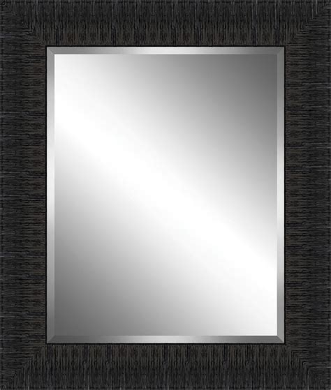 High Gloss Black Ribbed Wood Framed Beveled Plate Glass Mirror 5 Frame Transitional Wall