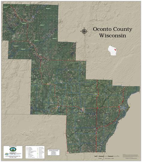 Oconto County Wisconsin 2022 Aerial Wall Map Mapping Solutions