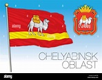Chelyabinsk oblast flag, Russian Federation, vector illustration Stock ...
