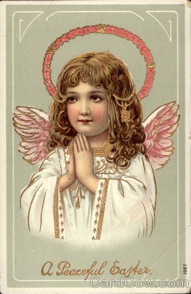 Little Angel Girl Praying With Angels