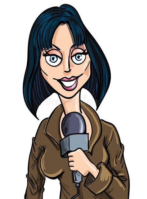 Cartoon Female Reporter With Microphone Stock Illustration Image