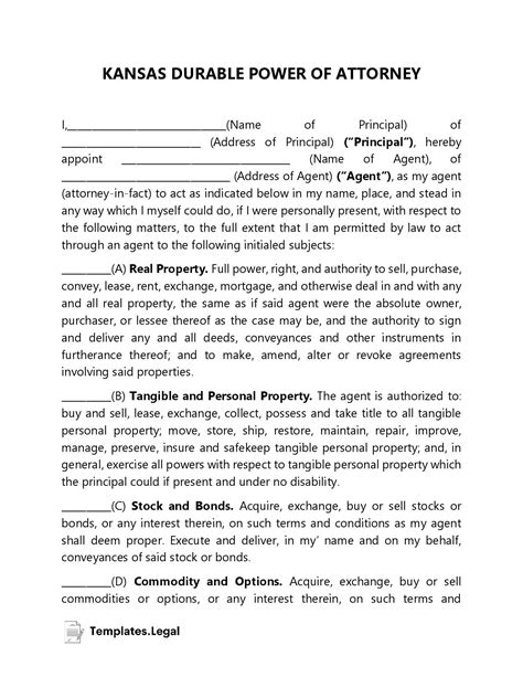 Kansas Power Of Attorney Templates Free Word Pdf And Odt