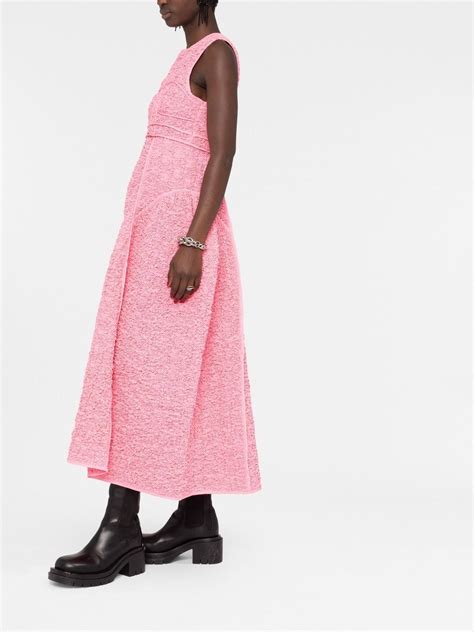 Cecilie Bahnsen Lia Paneled Stretch Cotton Blend Matelassé Midi Dress In Sorbet Pink Modesens