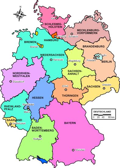 Verwaltungskarte Von Deutschland Coloriert Beschriftet Deutsch