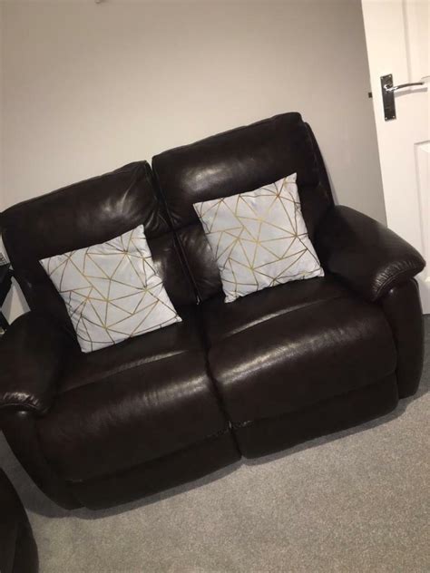 Dfs Brown Leather Reclining Two Seater Sofa Practically New In