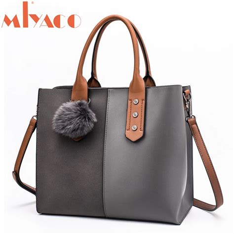 Miyaco Leather Handbags Women Casual Tote Bags Top Hand Bag Female