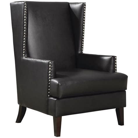 Coaster Faux Leather Wing Back Accent Chair With Nailhead Trim 902078