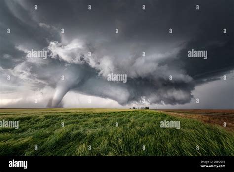 Tornado Touching Down Over A Field In Dodge City Kansas United States