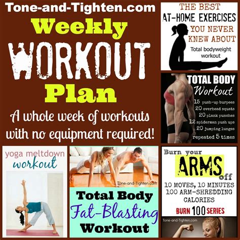 Weekly Workout Plan Total Body Workout Routine Tone And Tighten