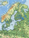 Detailed elevation map of Scandinavia | Vidiani.com | Maps of all ...