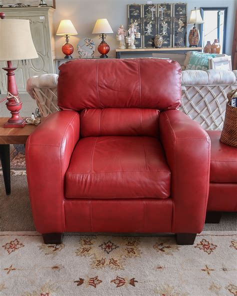 Broyhill Red Chair And Ottoman New England Home Furniture Consignment