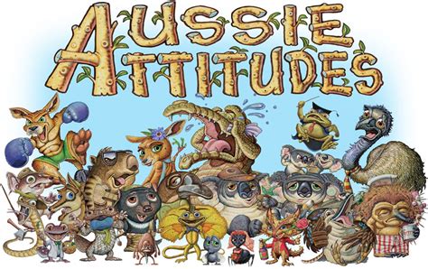 Aussie Attitudes Are Cute Australian Animals Cartoon Characters With