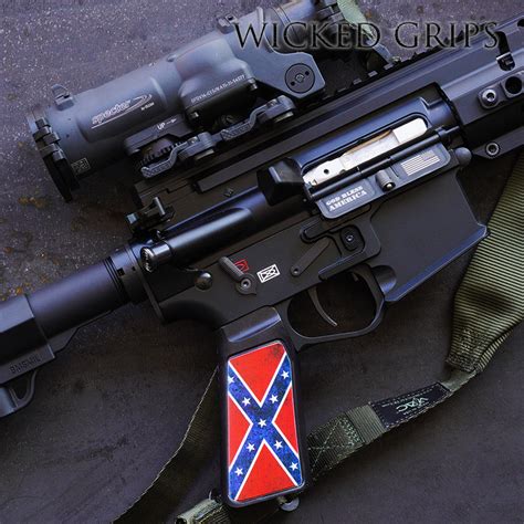 Custom Ar 15 Pistol Grip Dixie Flag Wicked Grips Custom Handgun