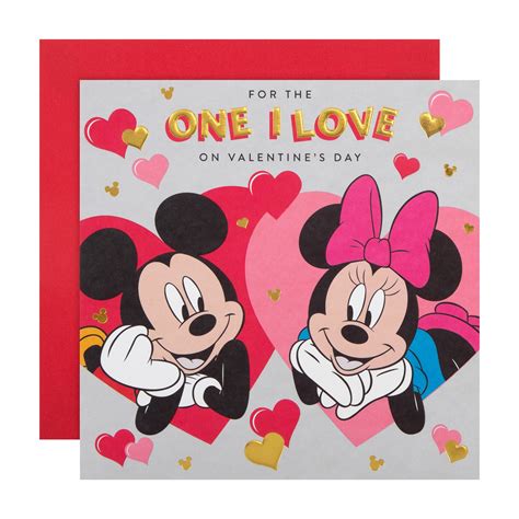 Valentines Day Card For The One I Love Cute Disney Mickey And Minni