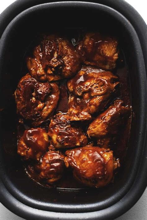 Evenly sprinkle both sides of the chicken with the salt substitute and pepper. Crock Pot BBQ Chicken Thighs • Low Carb with Jennifer in ...