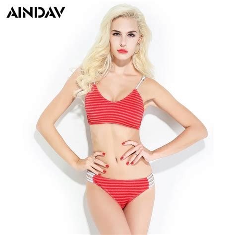 Brand New Sexy Striped Bikini Set Swimming Suit For Women Push Up Swimwear Swimsuit Metallic