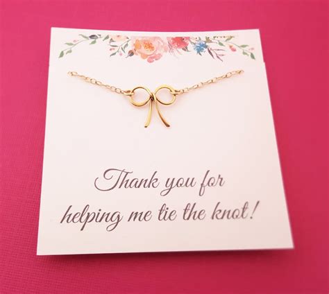 Thank You For Helping Me Tie The Knot Gold Bow Necklace Etsy