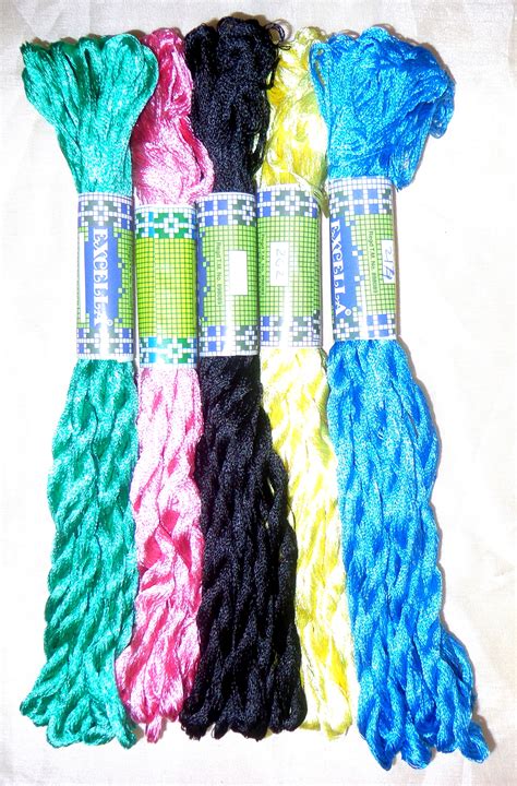 Silk Embroidery Thread 5 Skeins 400 Mts Multi Color Shades S11 Assorted