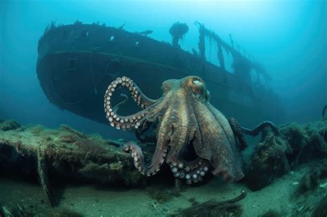 Premium Ai Image Giant Octopus Wreaking Havoc On Shipwreck Tentacles