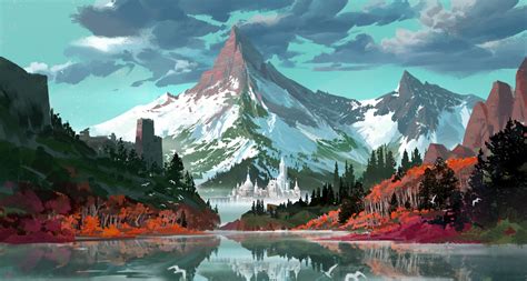 Sfondi Mh C Arte Digitale Fantasy Art Montagne Foresta La Neve