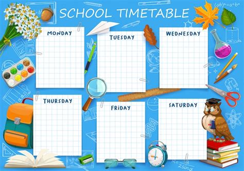 Premium Vector School Timetable Schedule Template Weekly Planner