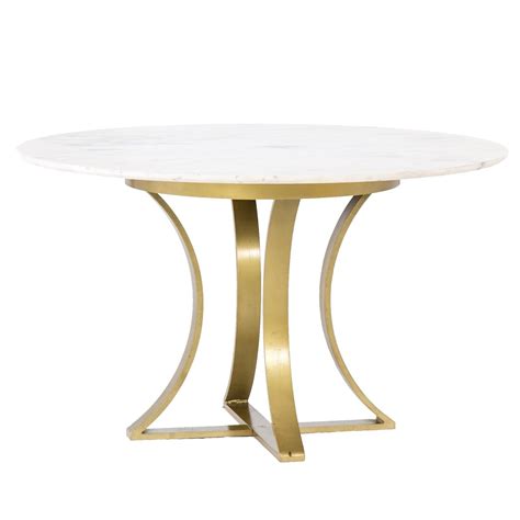 Gage White Marble And Antique Brass Leg Round Dining Table 48 Zin Home
