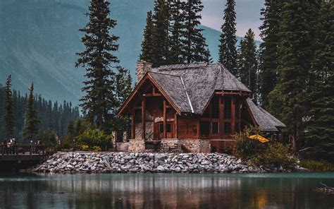 Lake Cabin Forest Wallpapers Wallpaper Cave