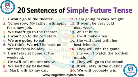 20 Sentences Of Simple Future Tense English Study Here