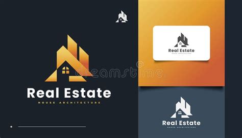 Abstract Gold House Logo Design For Real Estate Industry Logos Stock