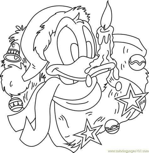 Donald Duck With Xmas Ts Coloring Page For Kids Free Christmas